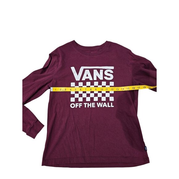 Vans Burgundy Long Sleeve "Off The Wall" Checkerboard Tee - Picture 6 of 6